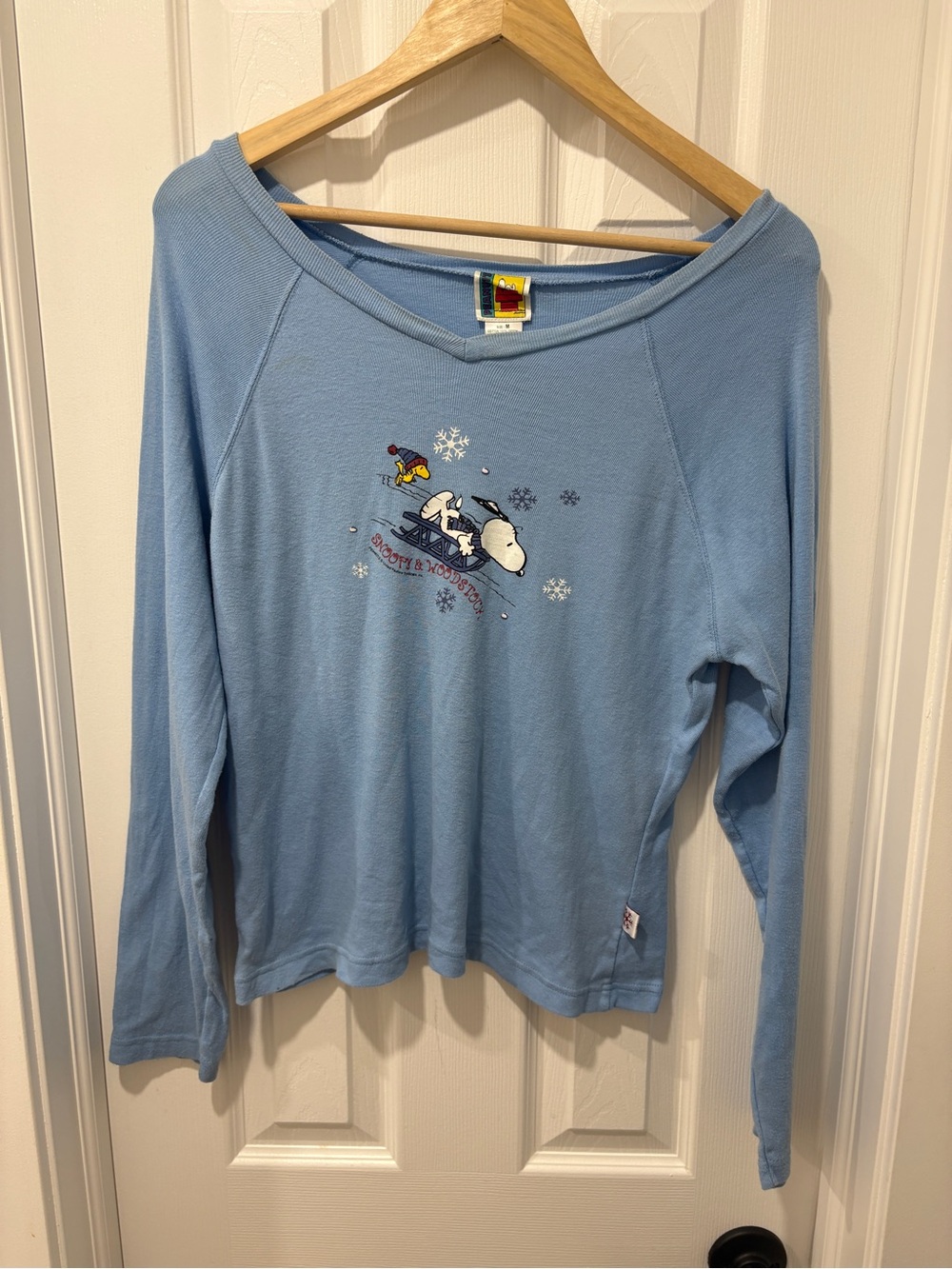 Vintage Peanuts Snoopy Light Blue Long Sleeve women’s Top